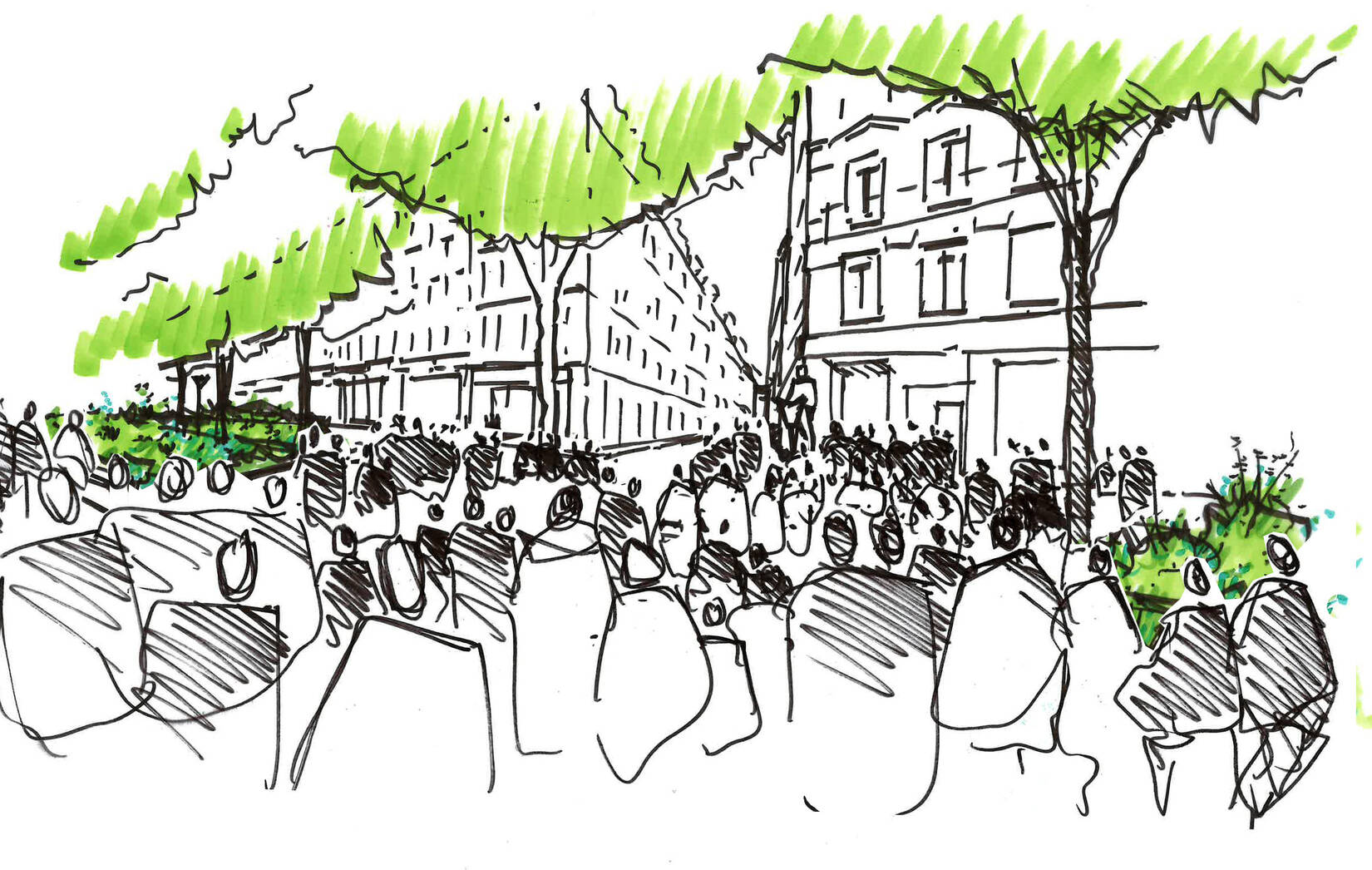 Végétalisation du mail nord de la place Bellecour