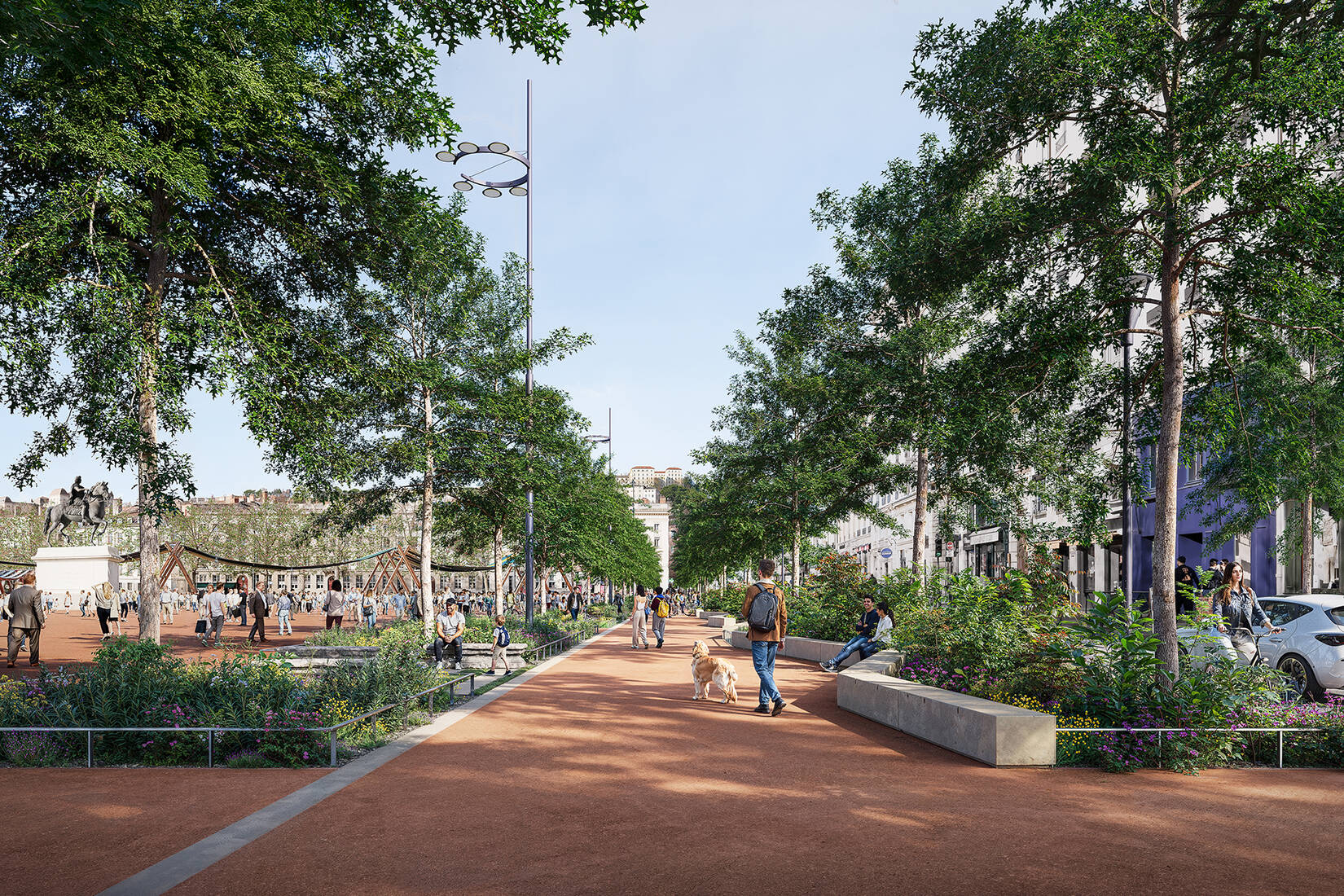 Végétalisation du mail nord de la place Bellecour